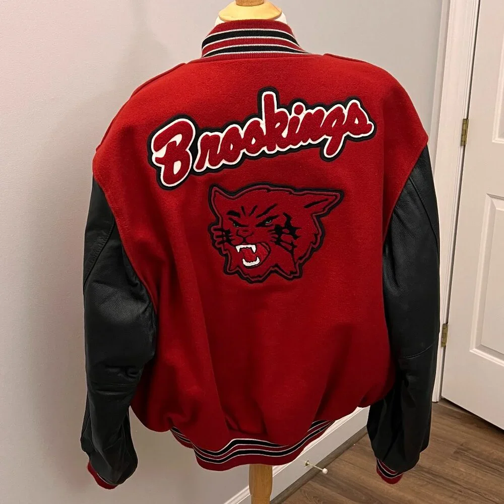 Holloway Varsity Jacket Brookings Bobcats Wool and Leather Sz 2XL
